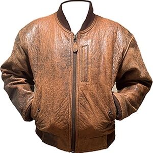 VTG Hein Gericke Leather Bomber Aviator Flight Jacket Sz M Brown Distressed